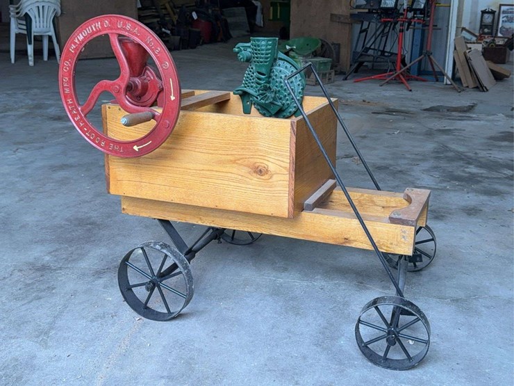 heath-mfg.-co.-'never-fail'-grinder-&-rapid-grist-mill-on-cart-image-1