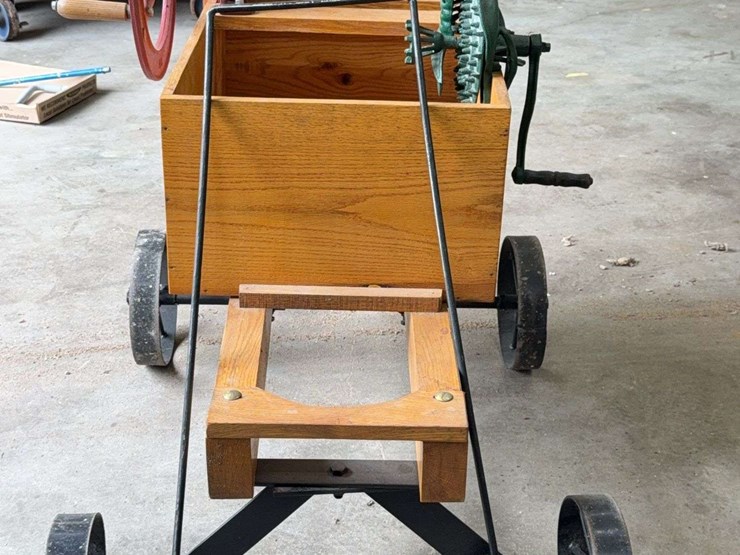 heath-mfg.-co.-'never-fail'-grinder-&-rapid-grist-mill-on-cart-image-7