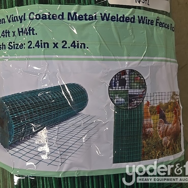 Unused Green Vinyl Coated Lawn Fence, 98' x 4', (2 of), 2" x 4" Grid Fence