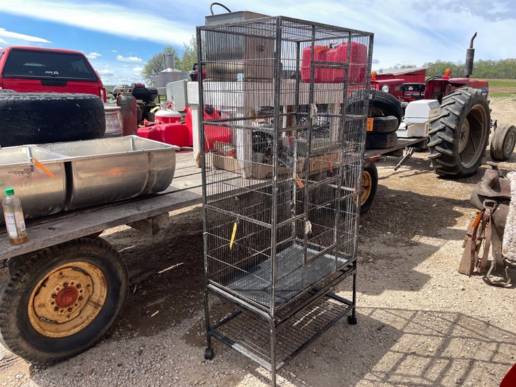 #2129-•-animal-cage-with-rolling-stand-image-1