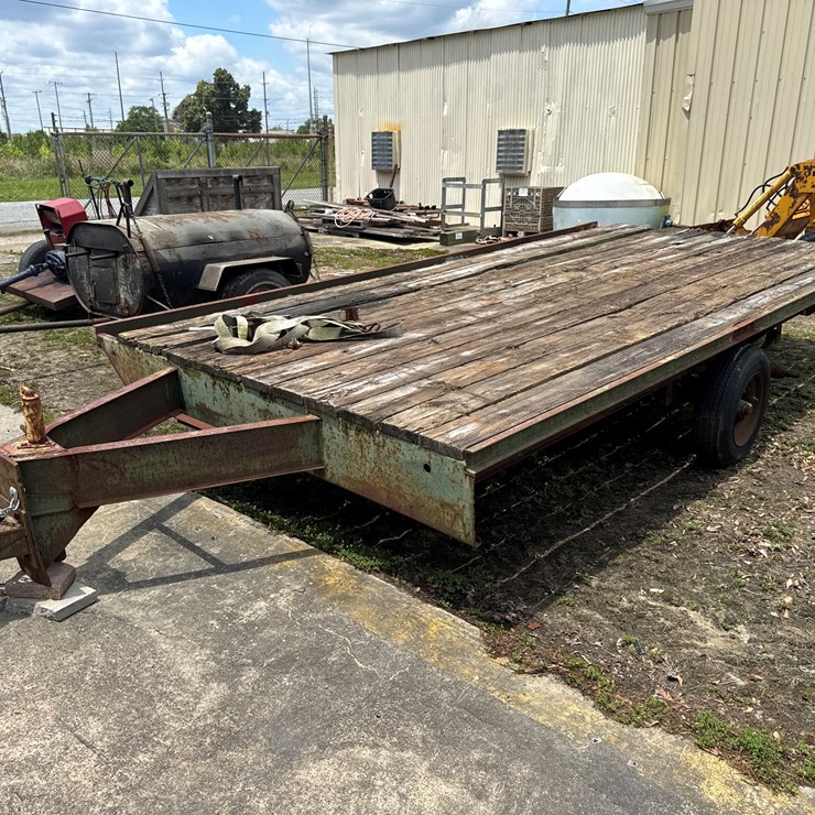 16' X 96" 3 AXLE FLAT DECK TRAILER DUAL AXLE NO TITLE