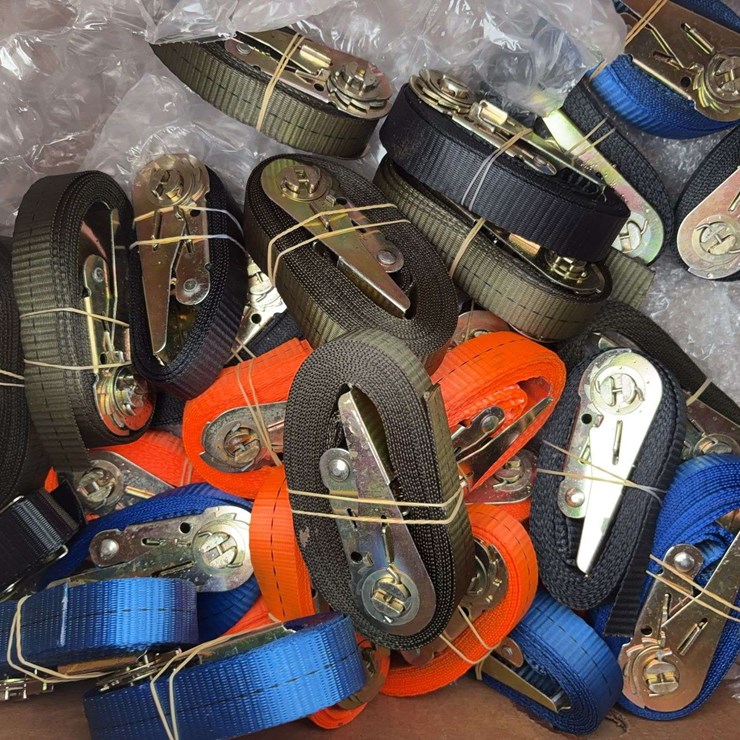 Assorted Ratchet Tie-Down Straps, Multi-Color
