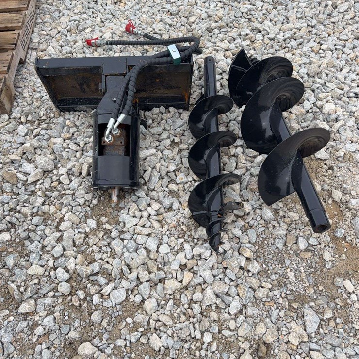 Hydraulic Auger Drive Attachment with Two Augers
