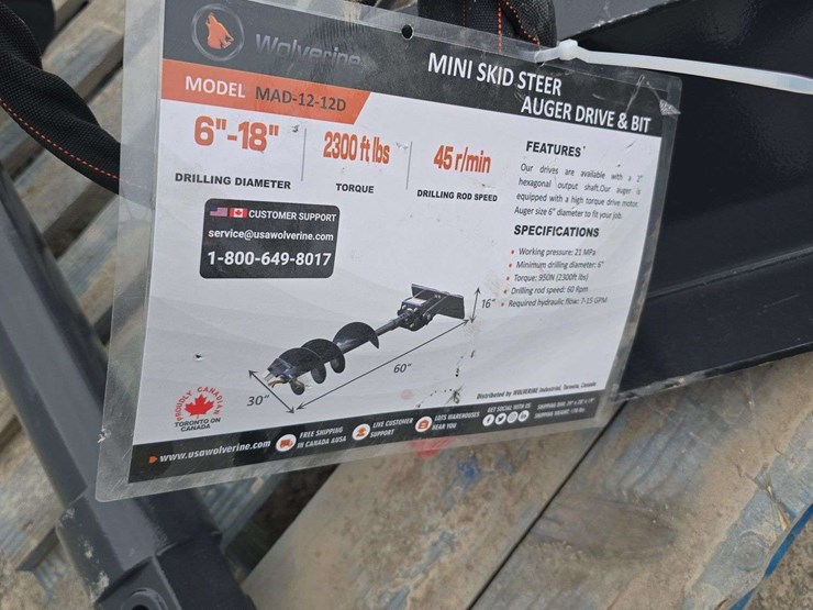 new-wolverine-mini-skid-steer-auger-drive-and-bit-attachment-model:-mad-12-12d-image-3