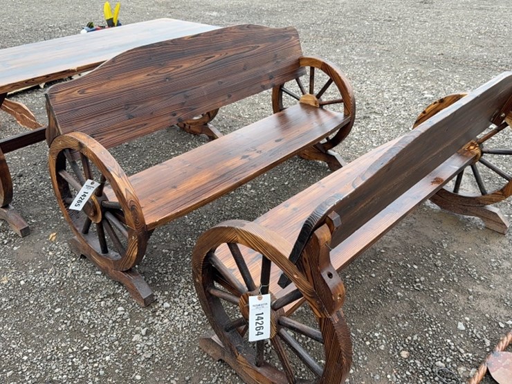 #6058-•-54"-wooden-wagon-wheel-bench-image-1