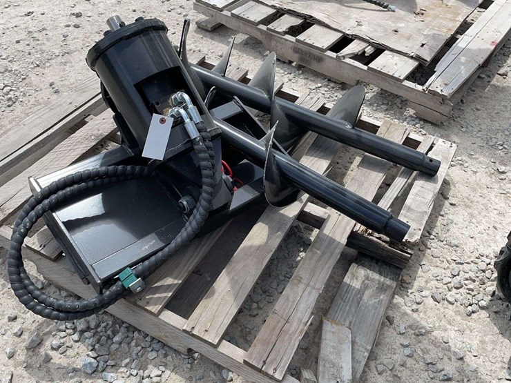 new-post-hole-digger-for-mini-skid-steer-with-2-auger-bits-and-drill-rod-image-2