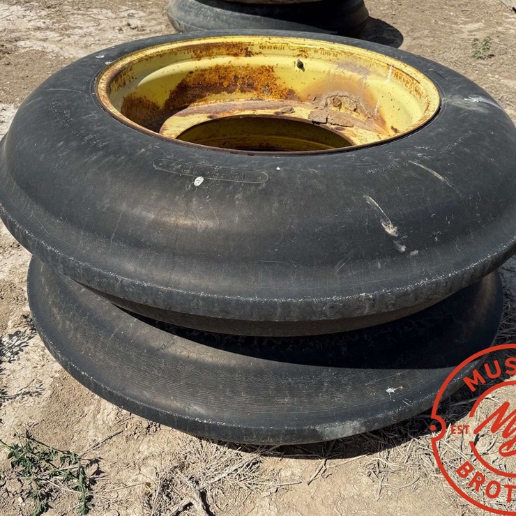 Pair of 12.4-30 Single Rib Tires on Wheels