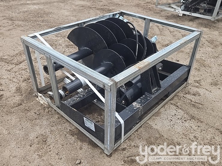 unused-jct-hydraulic-auger-drive-c/w-quick-attach-bits,-10",-12",-18",-special-alloy-bits-to-suit-skidsteer-image-1