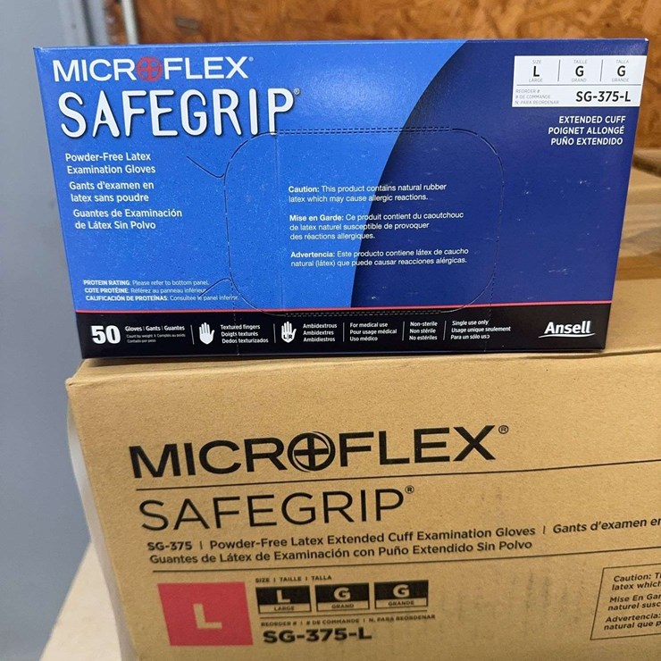 (4) Boxes MicroFlex Safegrip Powder Free Latex Gloves
