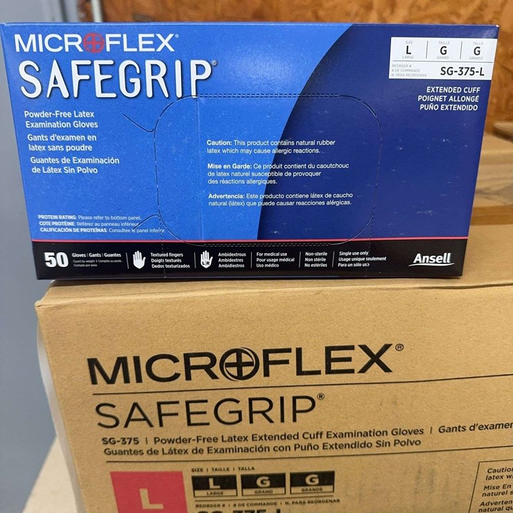(4) Boxes MicroFlex Safegrip Powder Free Latex Gloves