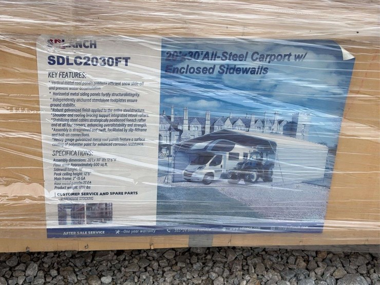 sdlanch-sdlc2030ft-20'-x-30'-all-steel-carport-with-enclosed-sidewalls-image-2