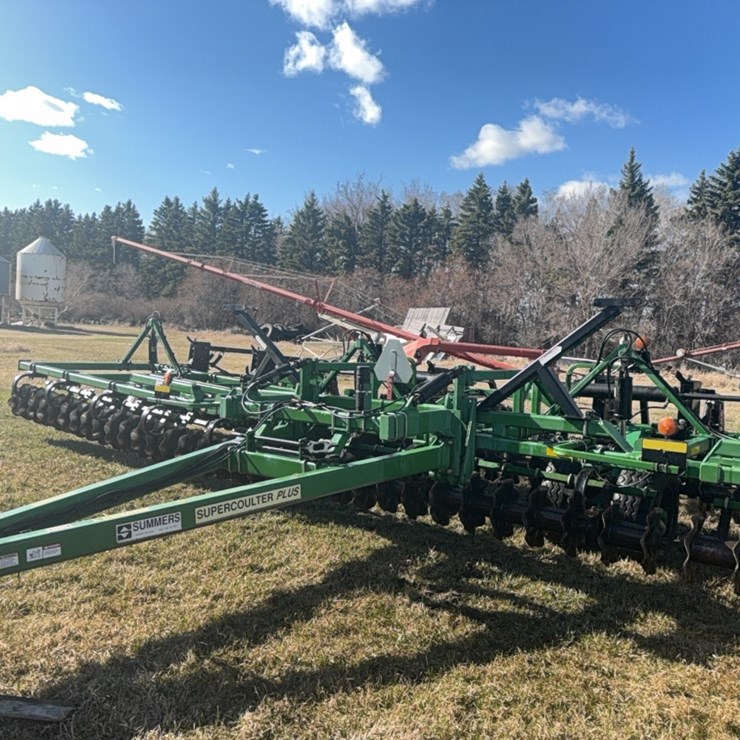 Summers 40’ Supercoulter Plus vertical tillage, equipped with summer’s heavy duty 3 bar harrows and rolling baskets