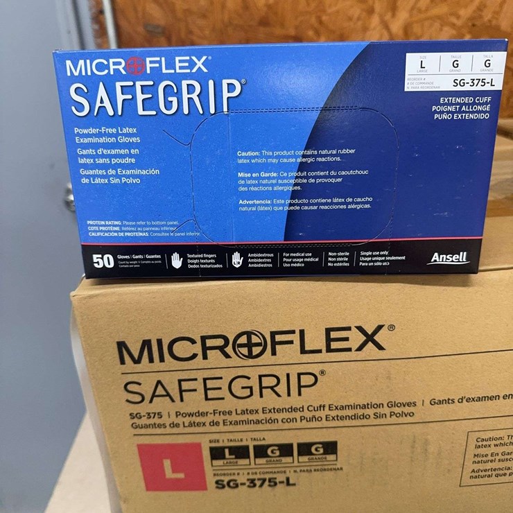 (4) Boxes MicroFlex Safegrip Powder Free Latex Gloves
