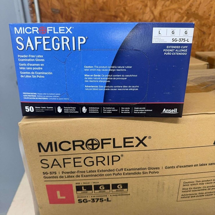 (4) Boxes MicroFlex Safegrip Powder Free Latex Gloves