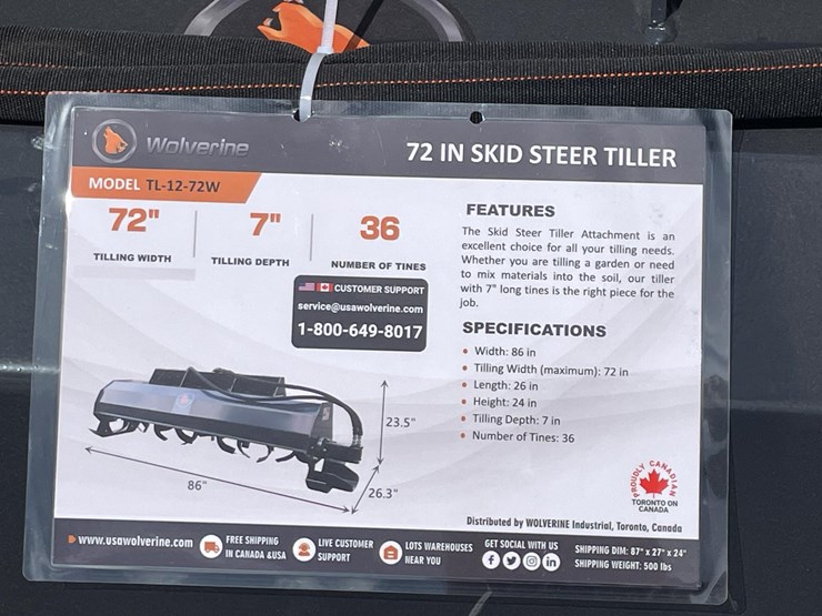 #2757-•-unused-2026-wolverine-skid-steer-hydraulic-rotary-tiller-attachment-image-1