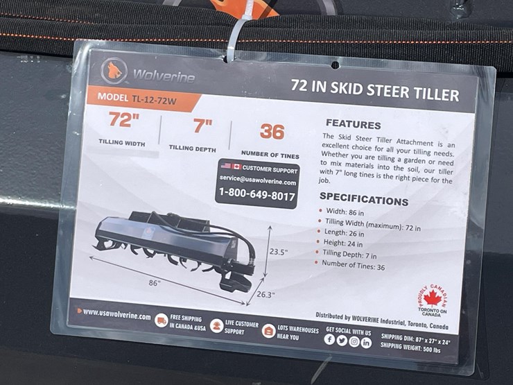 #2756-•-unused-2026-wolverine-skid-steer-hydraulic-rotary-tiller-attachment-image-1