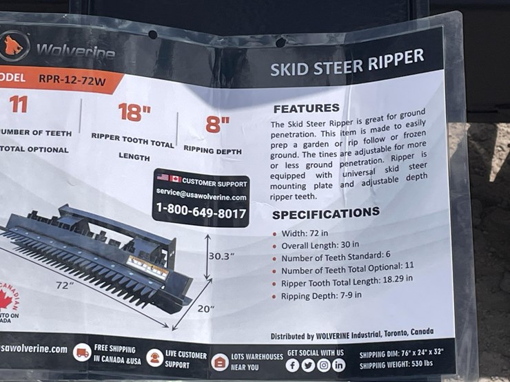 #2767-•-unused-2026-wolverine-skid-steer-ripper-attachment-image-1