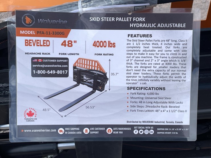 #2778-•-unused-2026-wolverine-adjustable-hydraulic-pallet-fork-attachments-image-1