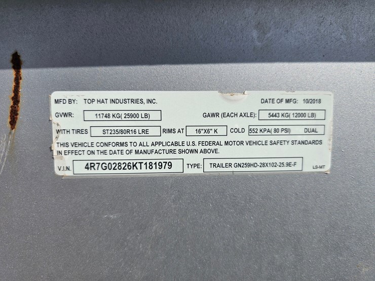 2019-top-hat-trailers-28’-x-102”-t/a-gooseneck-wireline-tool-trailer-image-5