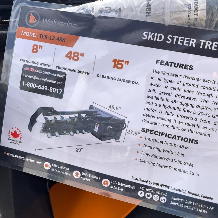 #2758 • Unused 2026 Wolverine Skid Steer Trencher Attachment