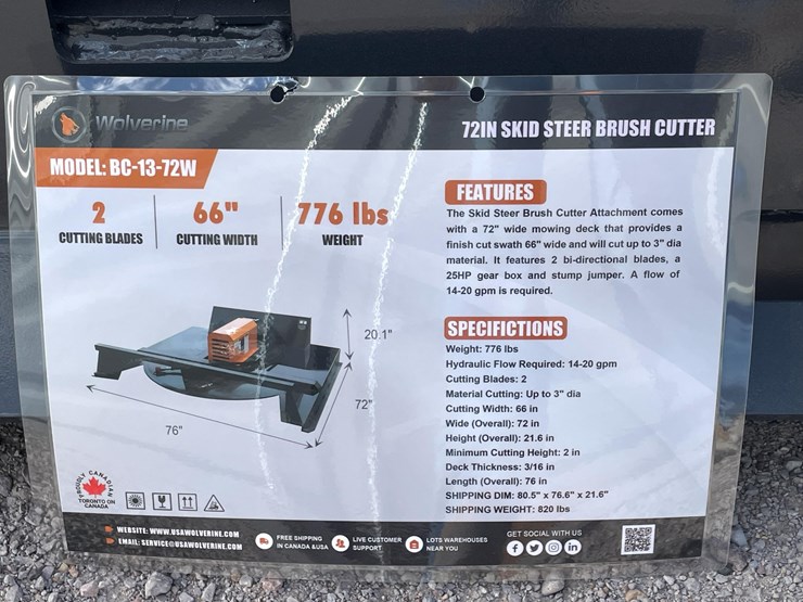 #2748-•-unused-2026-wolverine-skid-steer-brush-cutter-attachment-image-1