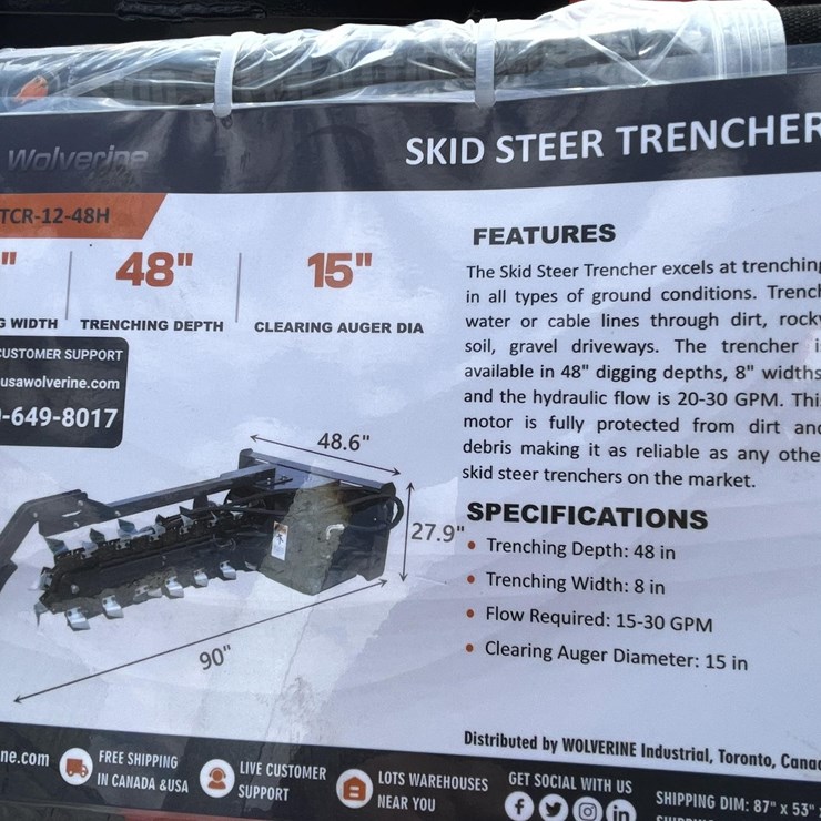 #2759 • Unused 2026 Wolverine Skid Steer Trencher Attachment