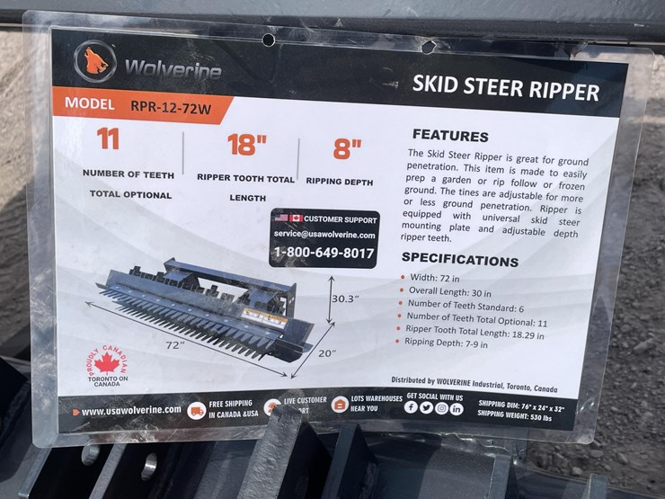 #2766-•-unused-2026-wolverine-skid-steer-ripper-attachment-image-1