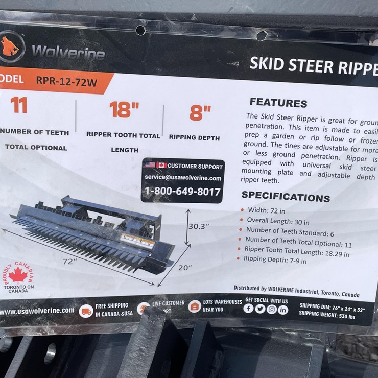 #2766 • Unused 2026 Wolverine Skid Steer Ripper Attachment