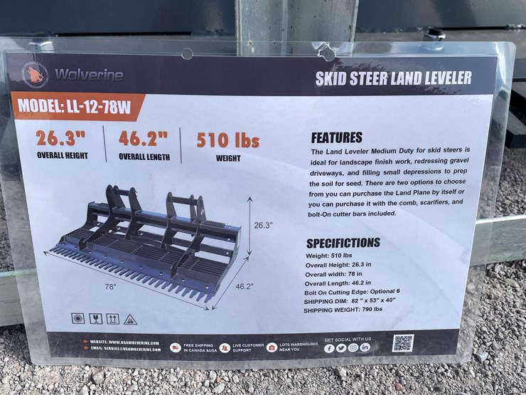 #2764-•-unused-2026-wolverine-skid-steer-land-leveler-attachment-image-1
