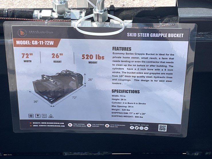 #2761-•-unused-2026-wolverine-skid-steer-grapple-bucket-attachment-image-1