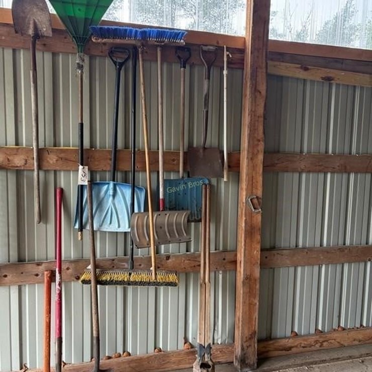 Misc Yard Tools. Shovels, Brooms etc