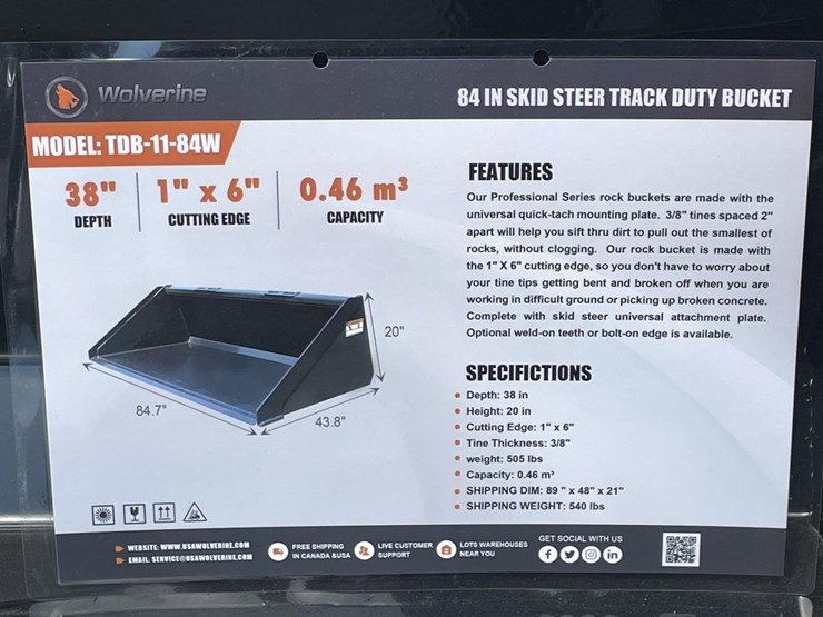 #2774-•-unused-2026-wolverine-skid-steer-track-duty-bucket-attachments-image-1