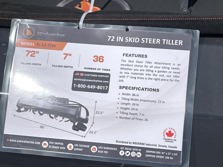 #2755-•-unused-2026-wolverine-skid-steer-hydraulic-rotary-tiller-attachment-image-1