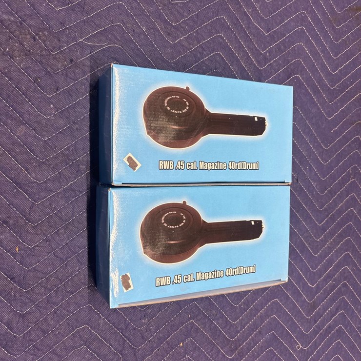 #54 • 2 RWB glock .45 caliber Glock 40 round drum mags
