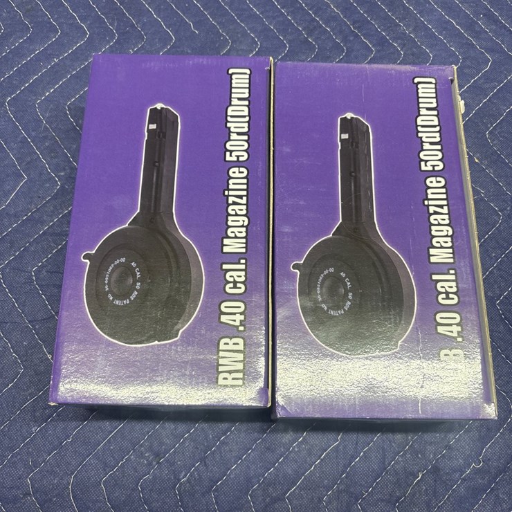 #56 • 2 RWB .40 caliber Glock 50 round drum mags