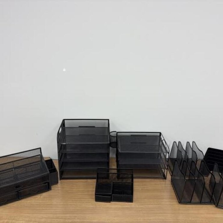 Set of Black Mesh Office Organizers