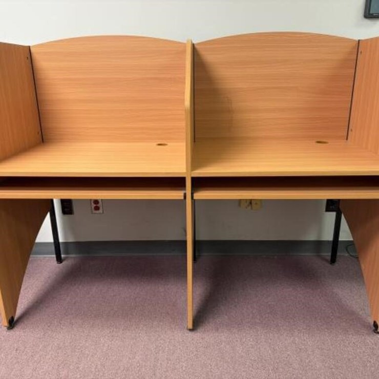 Double Light Wood Laminate Study Carrel Unit.