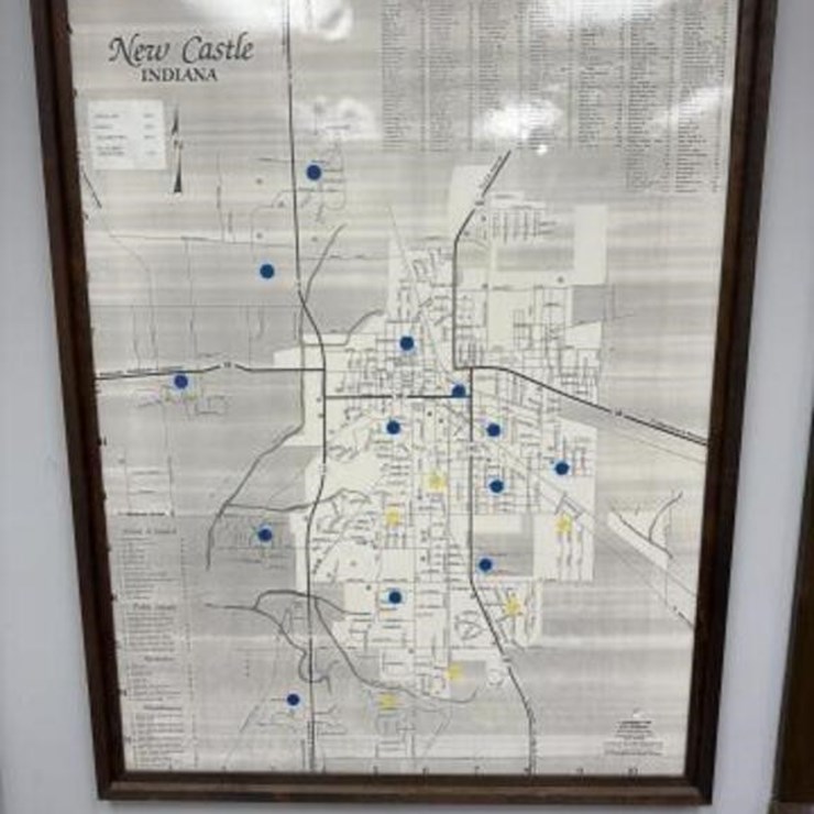 Framed Street Map of New Castle Indiana