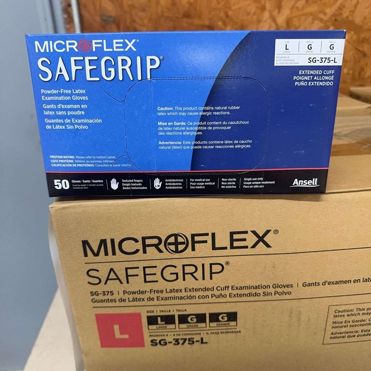 (4) Boxes MicroFlex Safegrip Powder Free Latex Gloves