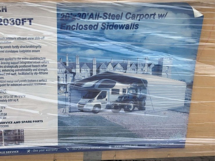 sdlanch-sdlc2030ft-20'-x-30'-all-steel-carport-with-enclosed-sidewalls-image-3