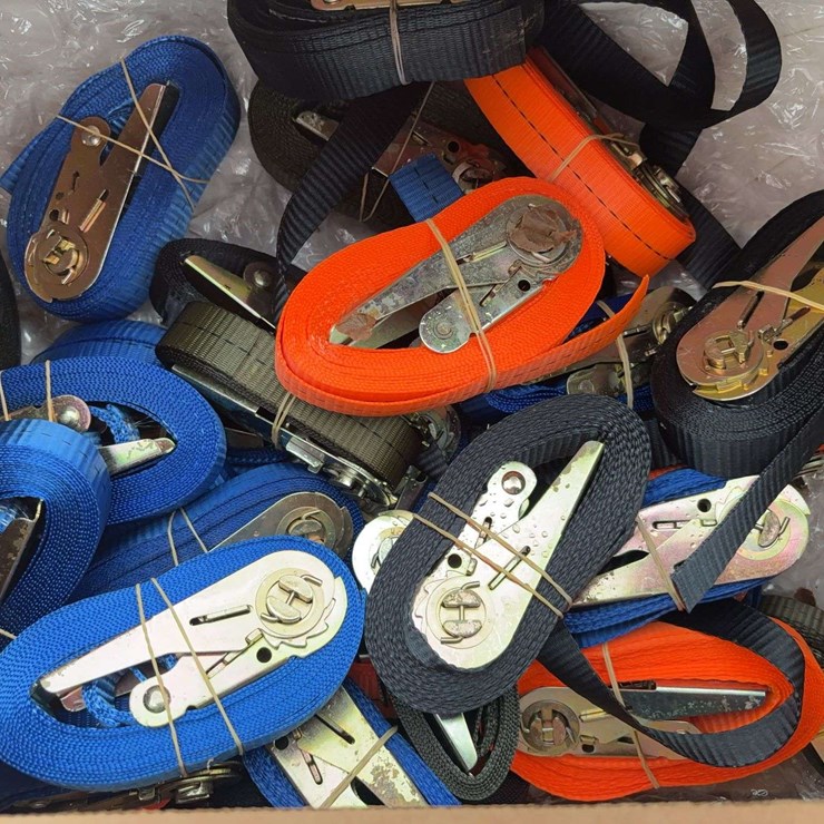 Assorted Ratchet Tie-Down Straps, Multi-Color Set