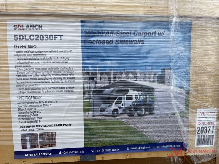 unused-sdlanch-20'-x-30'-all-steel-carport-with-sides-image-1