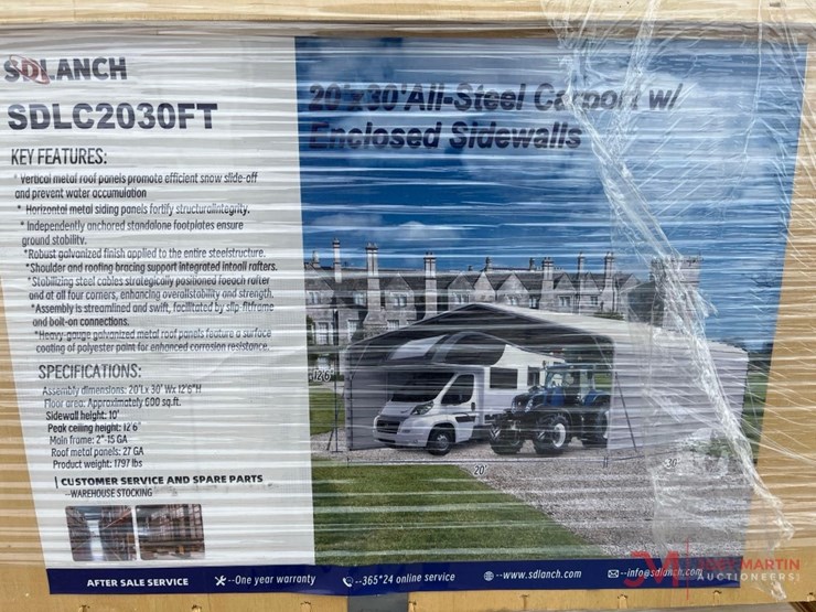 unused-sdlanch-20'-x-30'-all-steel-carport-with-sides-image-1