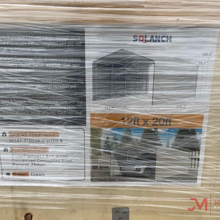 UNUSED SDLANCH 12' X 20' CARPORT WITH SIDES