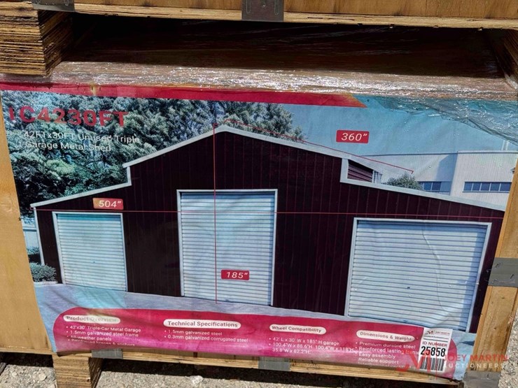 unused-42'-x-30'-triple-garage-metal-shed-image-1