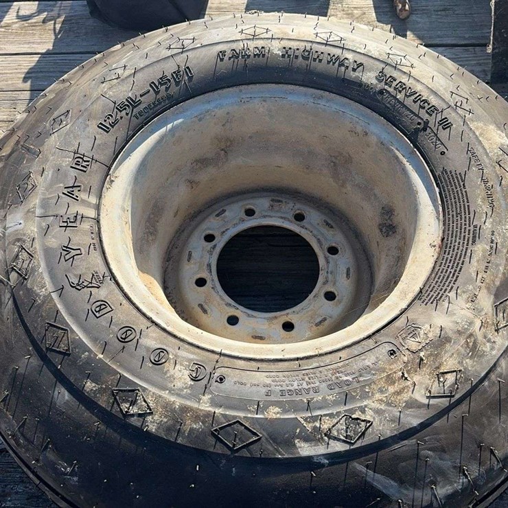 Goodyear 12.5L-15 Tire and 8 Bolt Rim