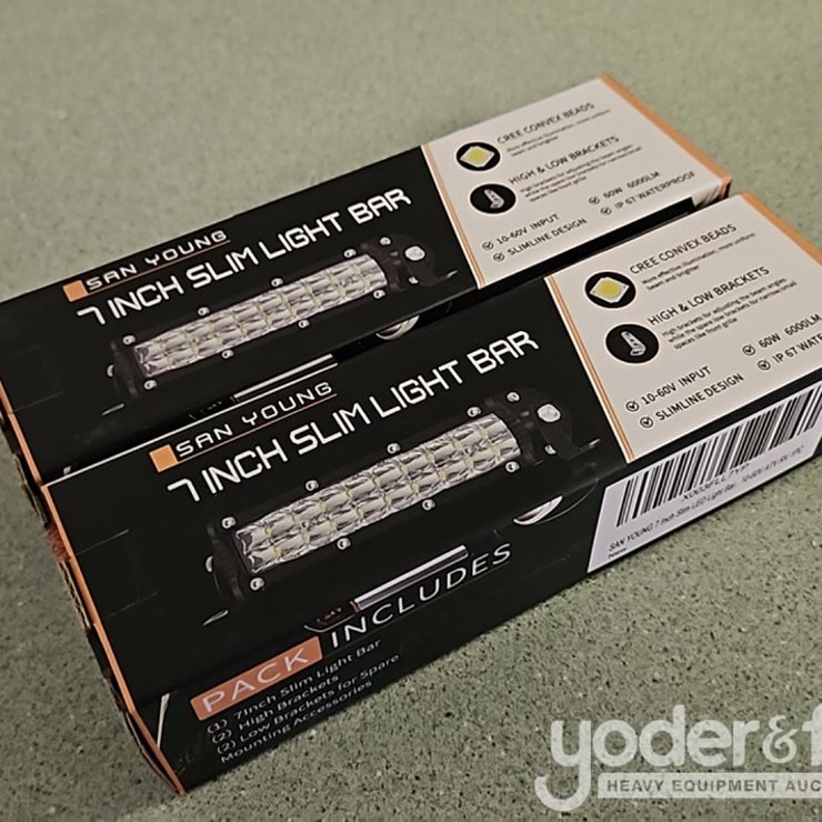 Unused 7" LED Light Bars, 12v-60v, 60W, Mounting Brackets (2 of)