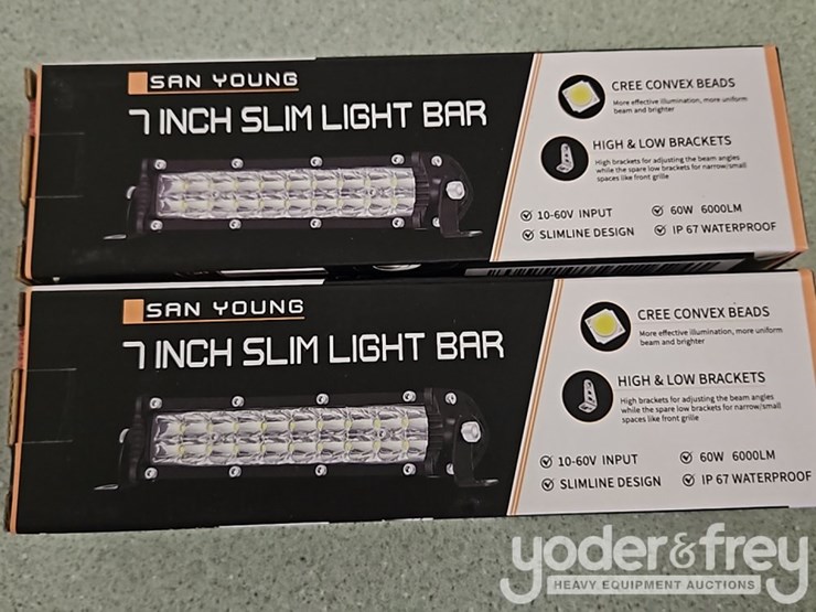 unused-7"-led-light-bars,-12v-60v,-60w,-mounting-brackets-(2-of)-image-2
