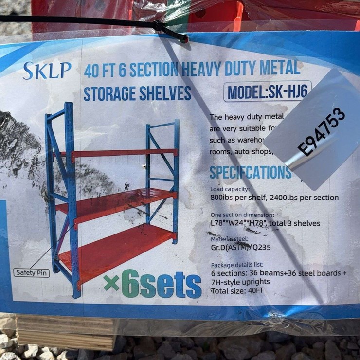 SKLP Model SK-HJ6 40ft 6-Section Heavy Duty Metal Storage Shelving System
