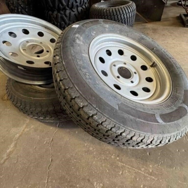 2 TIRES, 3 WHEELS, 205/75R 15, 5 HOLE